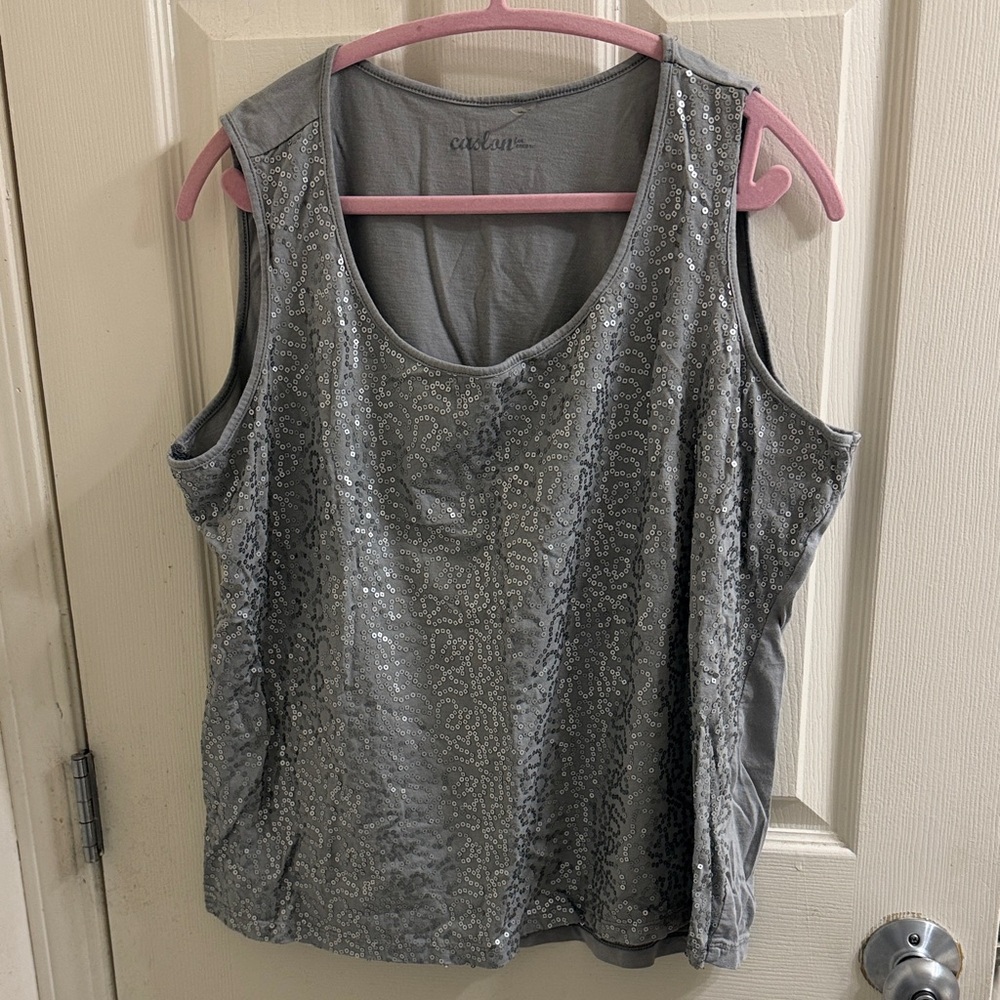 Caslon Silver Sequin Tank Top